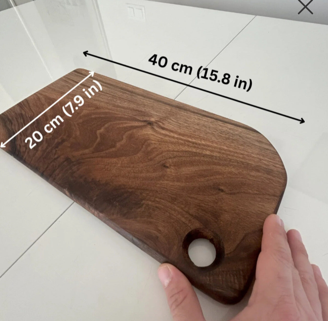 El Yapımı Ceviz Ağacı Kesme Tahtası | 40x20x2 cm | Doğal Ahşap Mutfak Sunum Tahtası