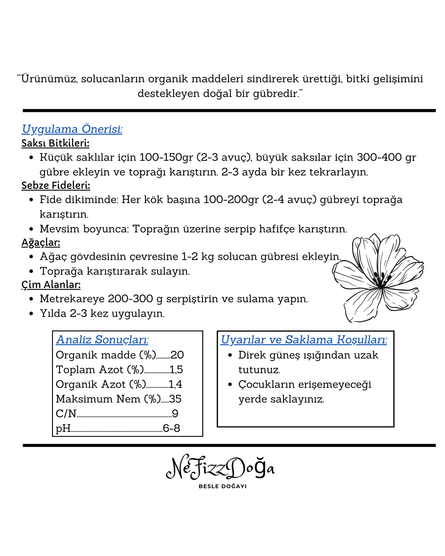 %100 Doğal Solucan Gübresi 3 KG (6 LT)