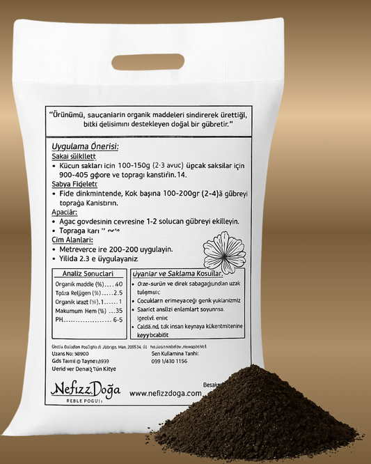 %100 Doğal Solucan Gübresi -5kg (10 LT)