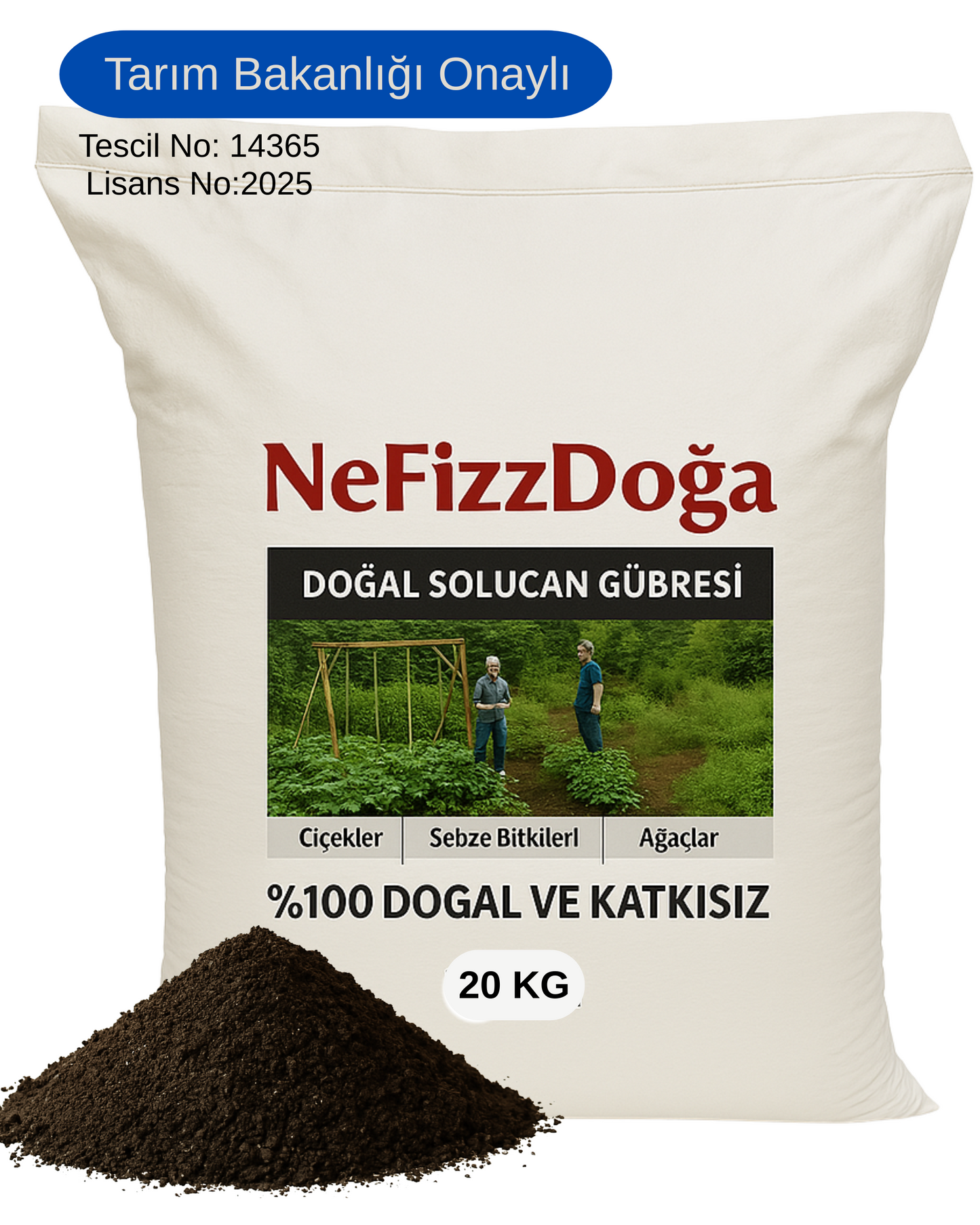 %100 Doğal Solucan Gübresi 20 Kg(40 LT)