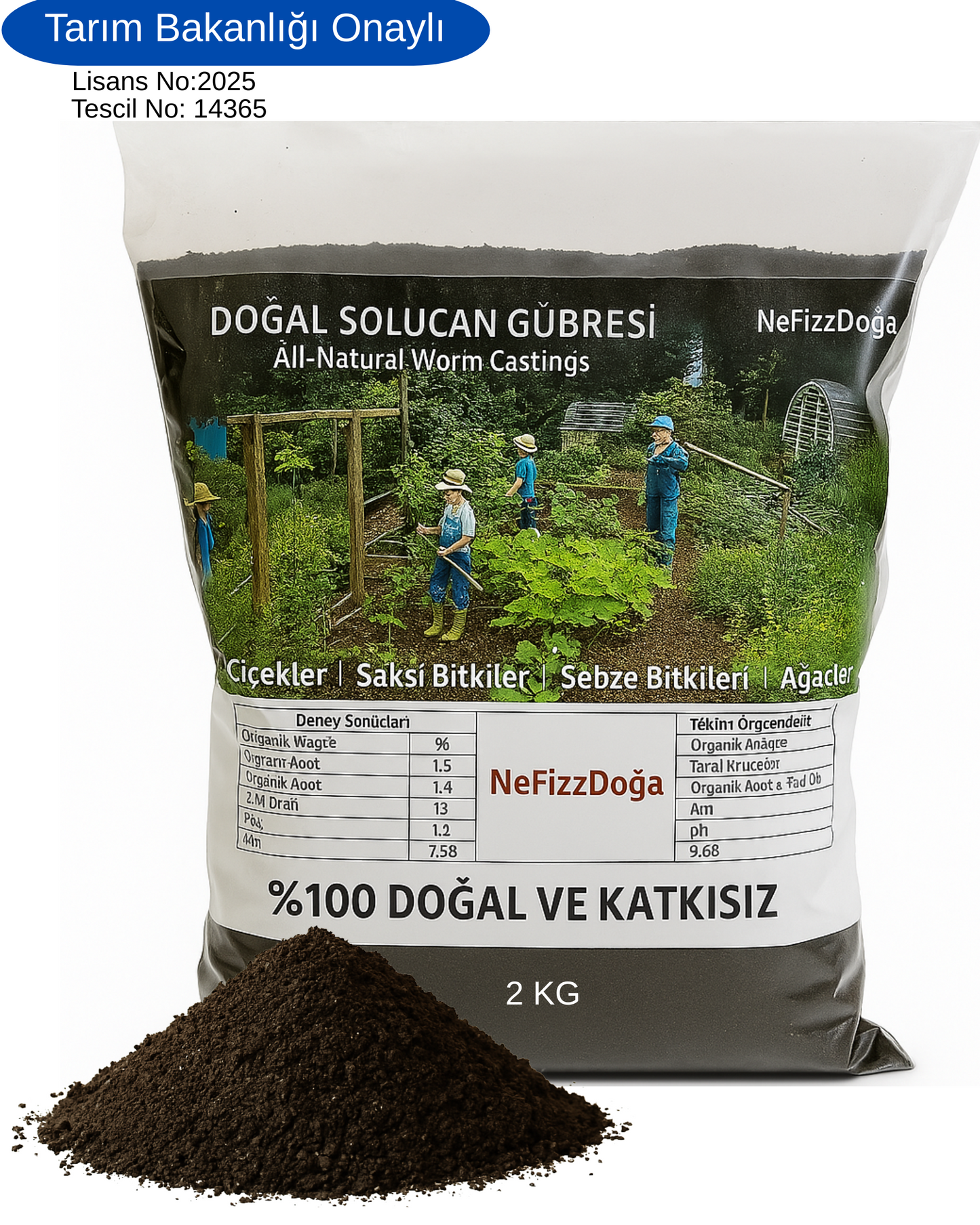 %100 Doğal Solucan Gübresi -2 Kg (4 LT)