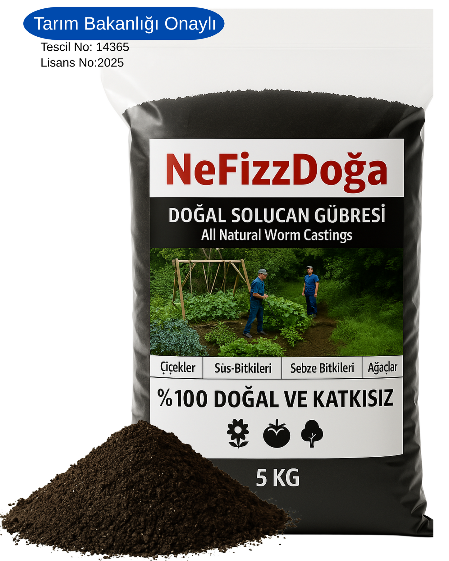 %100 Doğal Solucan Gübresi -5kg (10 LT)