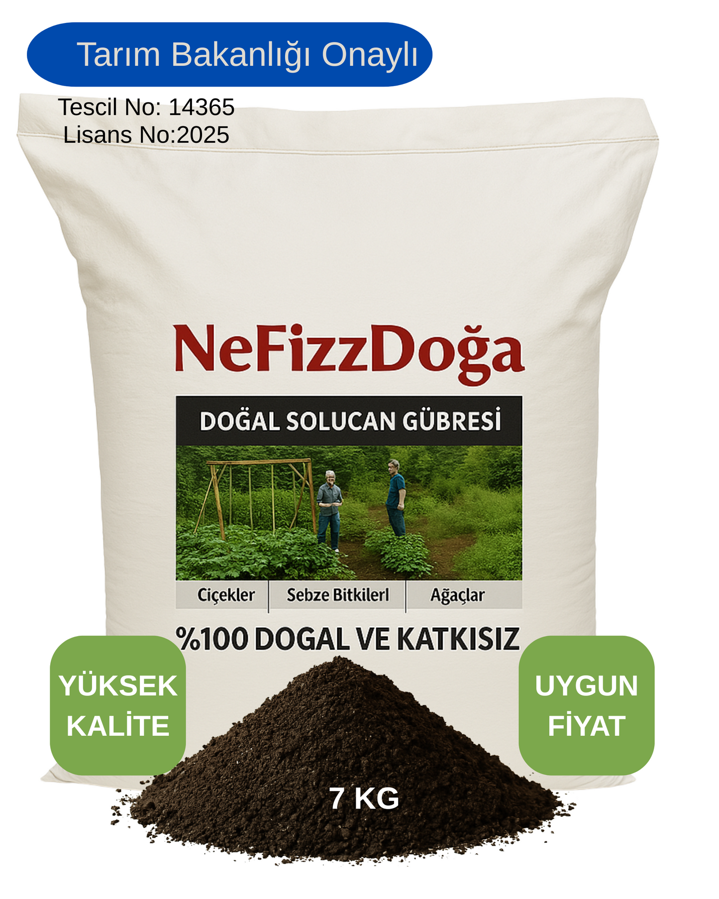 %100 Doğal Solucan Gübresi-7 KG (14 LT)