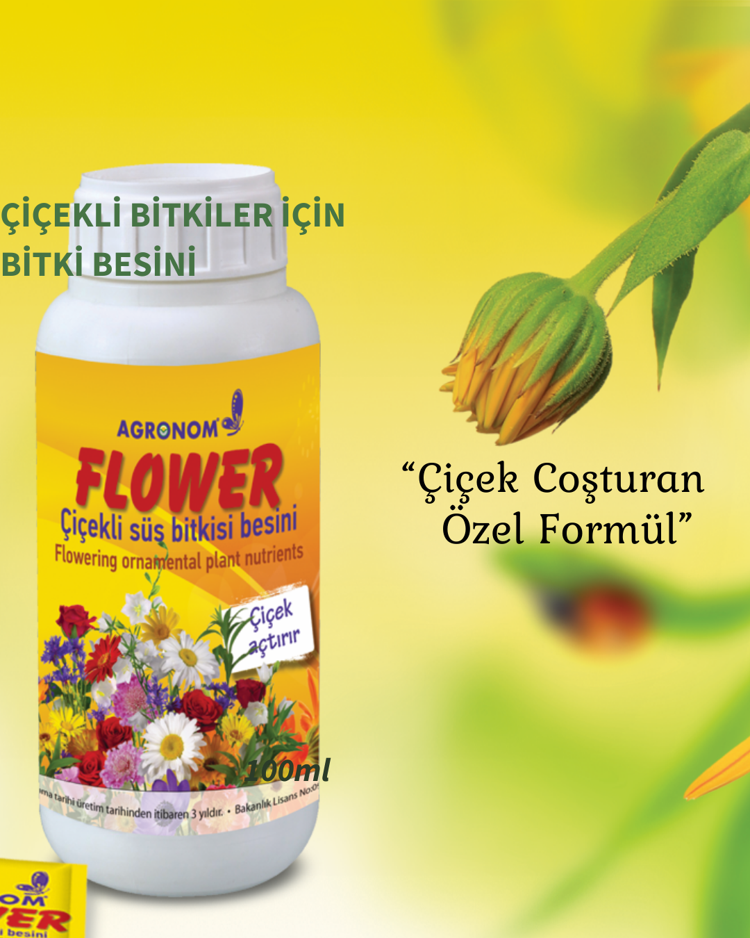 Çiçekli Bitkiler için Besin, Gübre, Çiçek Coşturan (Gül, Orkide, Menekşe Vb. )(100 ml)