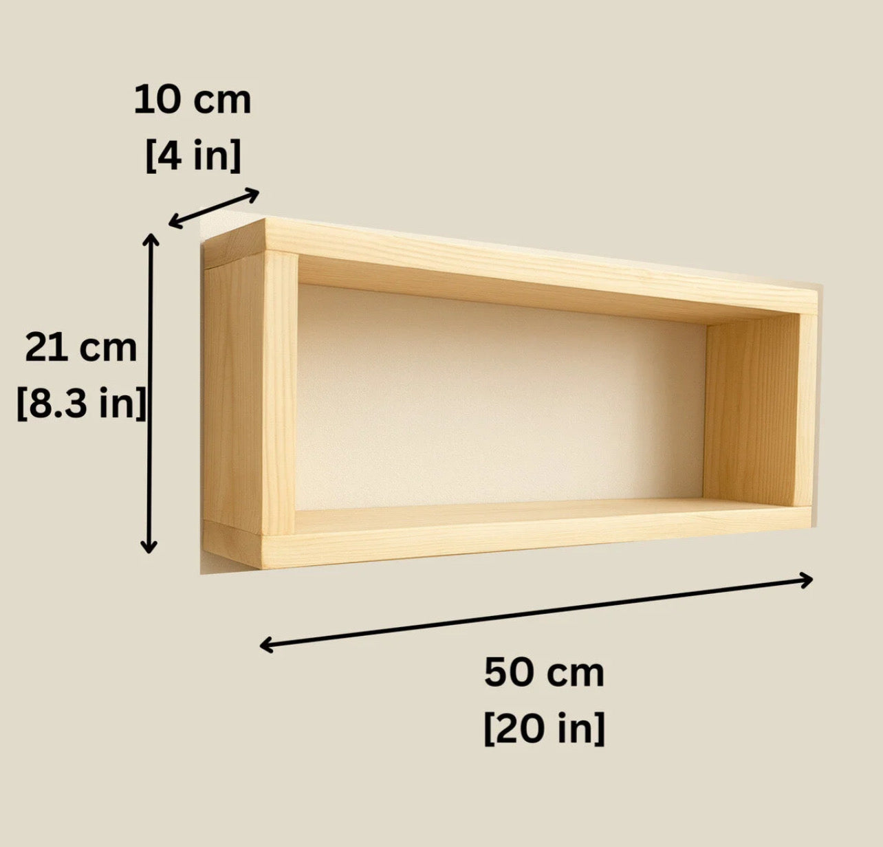 El Yapımı Masif Ahşap Baharatlık & Kahve Fincanlığı Raf (50×21×10 cm)
