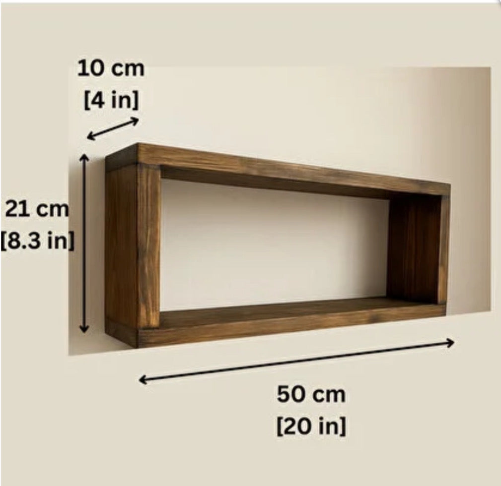 El Yapımı Masif Ahşap Baharatlık & Kahve Fincanlığı Raf (50×21×10 cm)