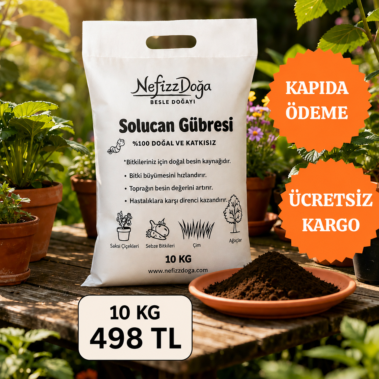 100% Natural Worm Casting, Fertilizer,Organic Compost  10 Kg (20 LT)