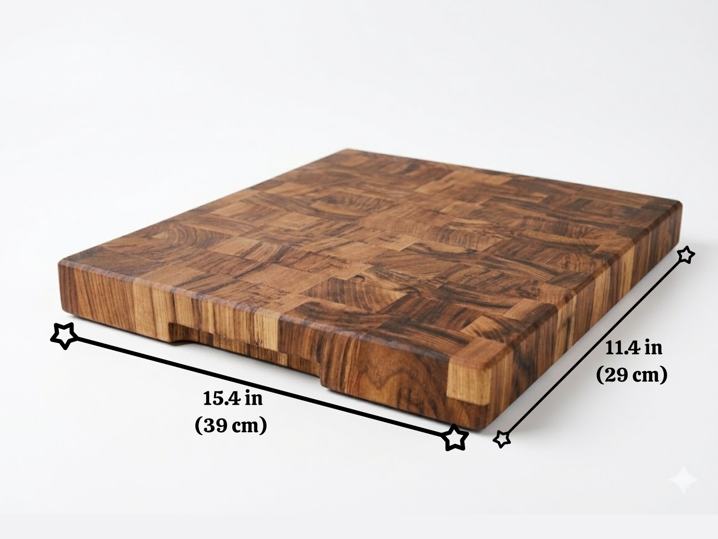 Kestane Ağacından El Yapımı End Grain Kesme Tahtası, Kalın Profesyonel Doğrama Tahtası [29x39x3,5cm]