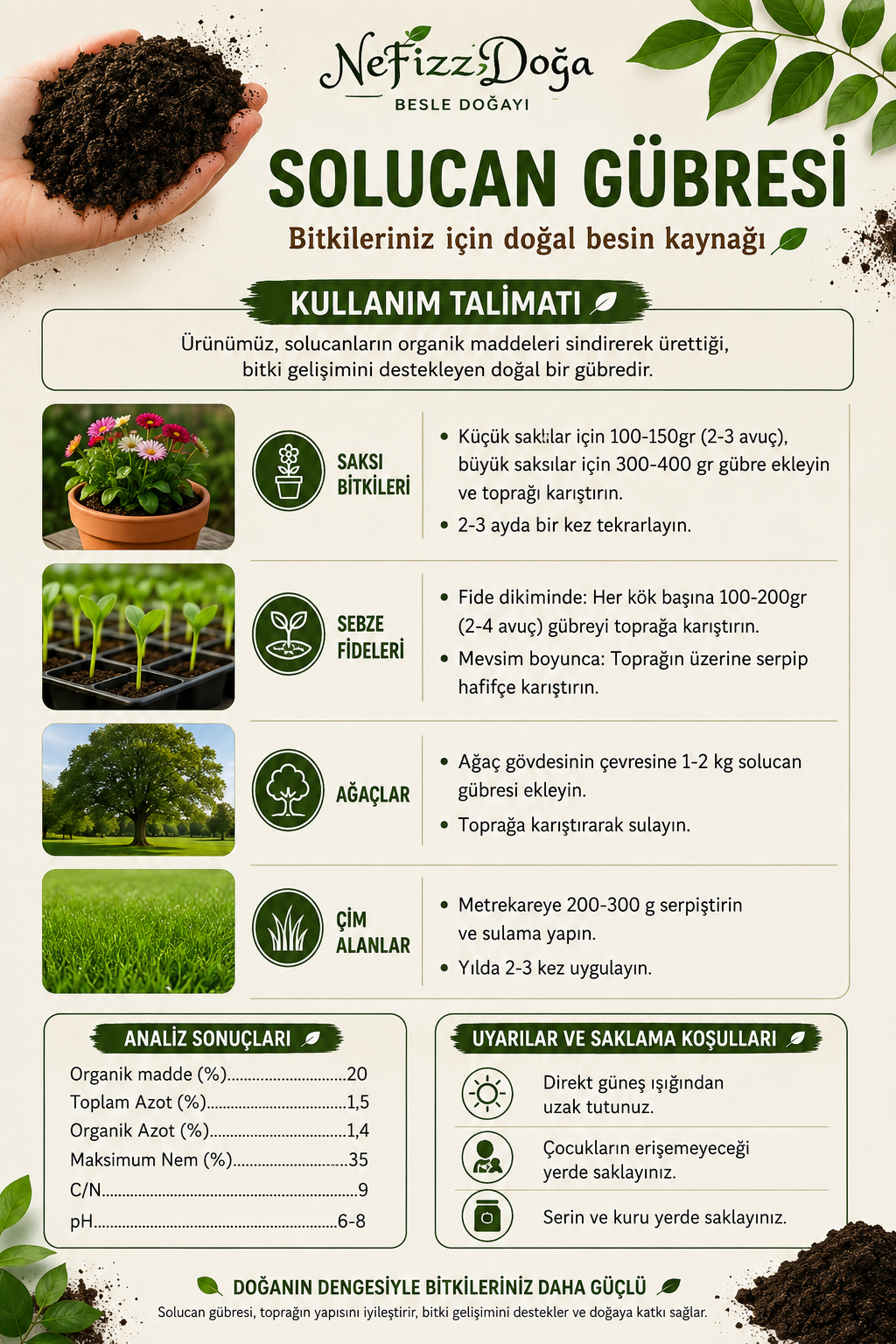 100% Natural Worm Casting, Fertilizer,Organic Compost  10 Kg (20 LT)
