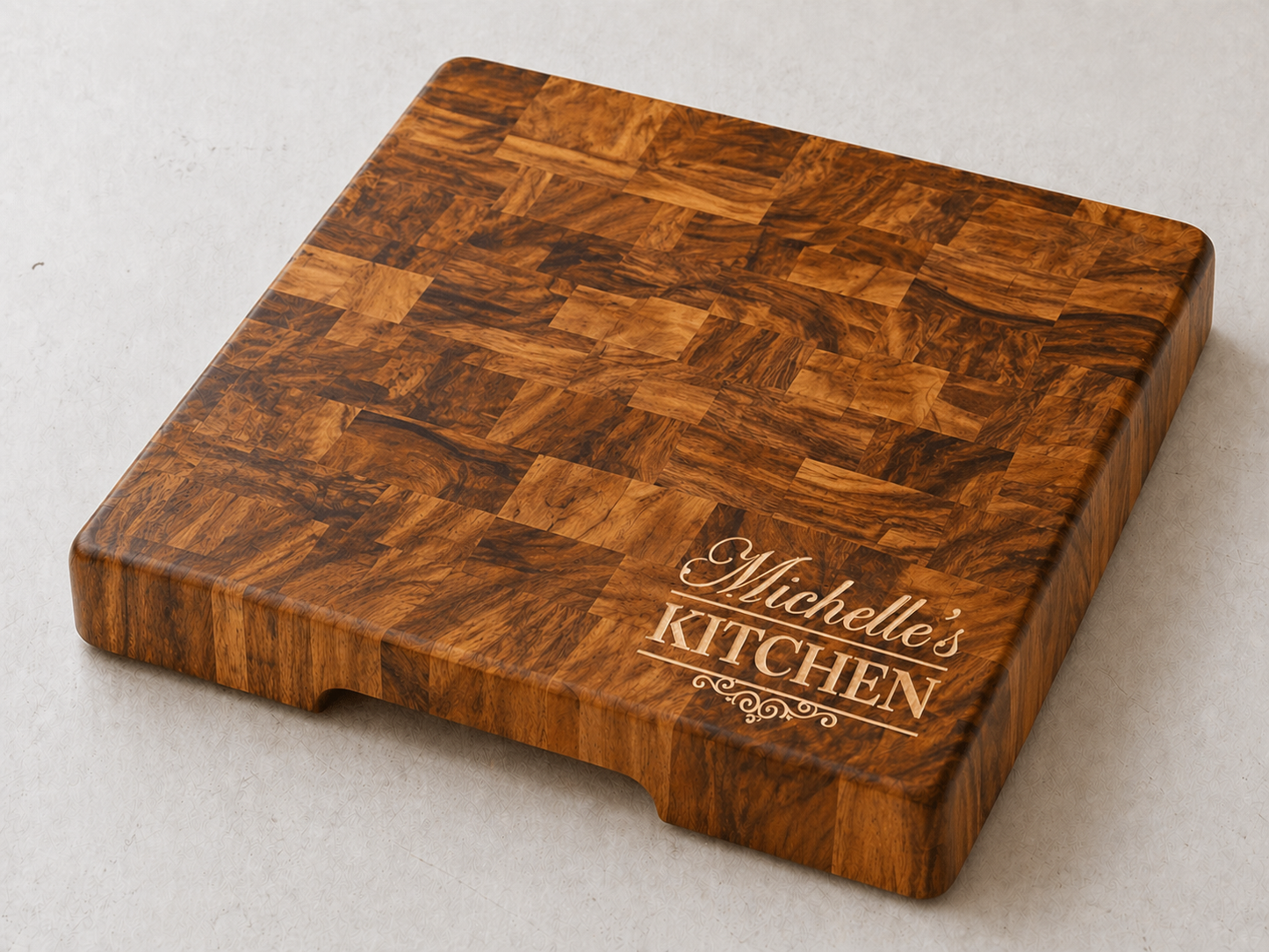 Kestane Ağacından El Yapımı End Grain Kesme Tahtası, Kalın Profesyonel Doğrama Tahtası [29x39x3,5cm]