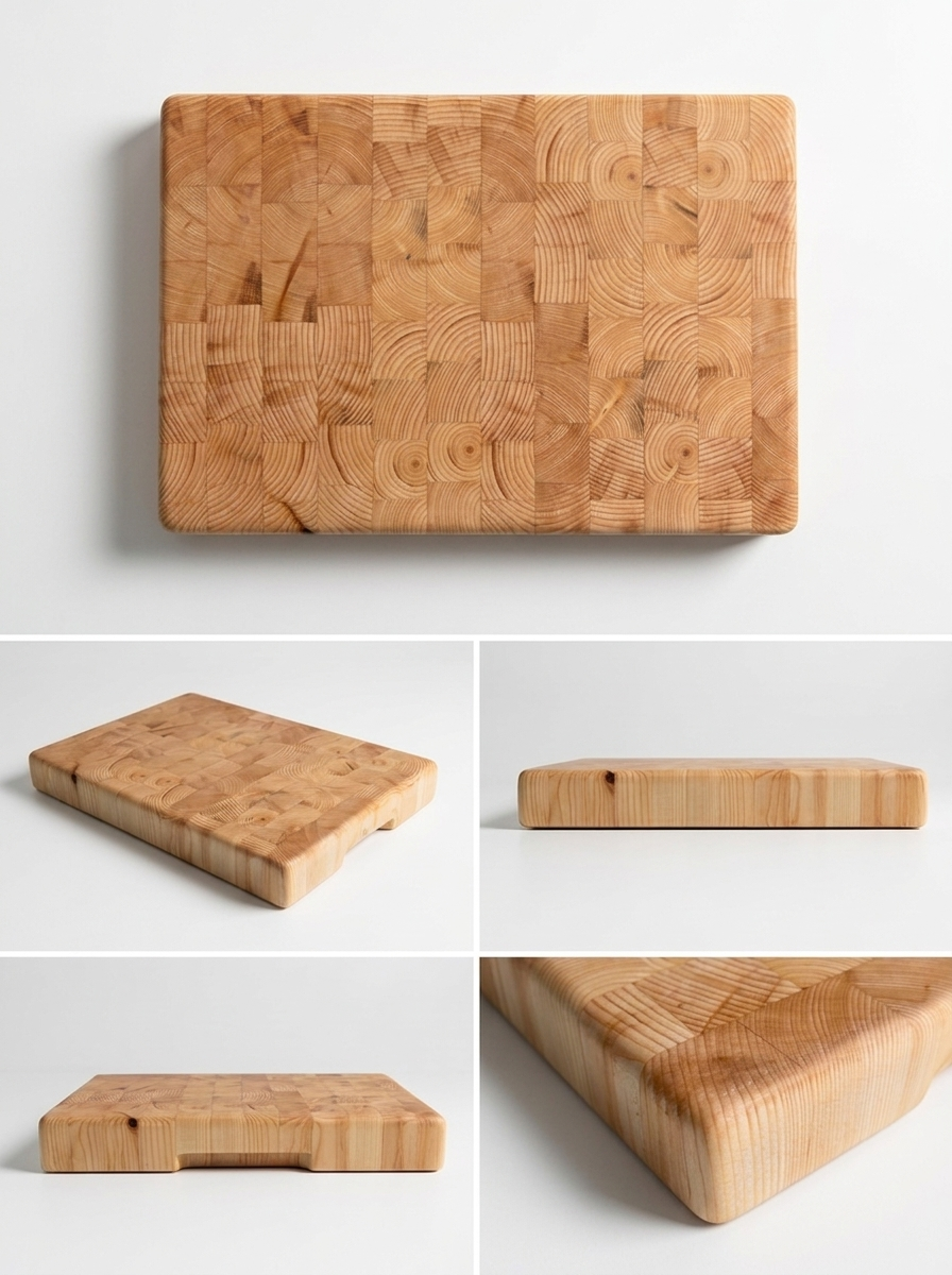 Ladin End Grain Kesme Tahtası | Masif Ahşap | 41 x 26 x 4 cm