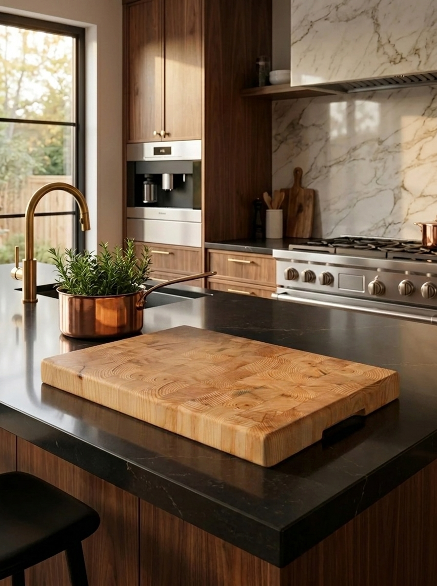 Ladin End Grain Kesme Tahtası | Masif Ahşap | 41 x 26 x 4 cm